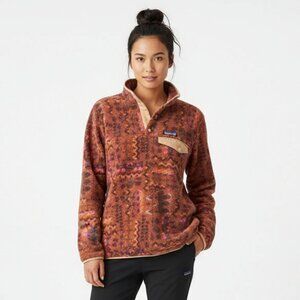 Patagonia Tan Print Synchilla Snap Collar Quarter Neck Long Sleeve Sweater XS